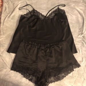 CACIQUE Black Satin Tank Short Pajama Set 22/24